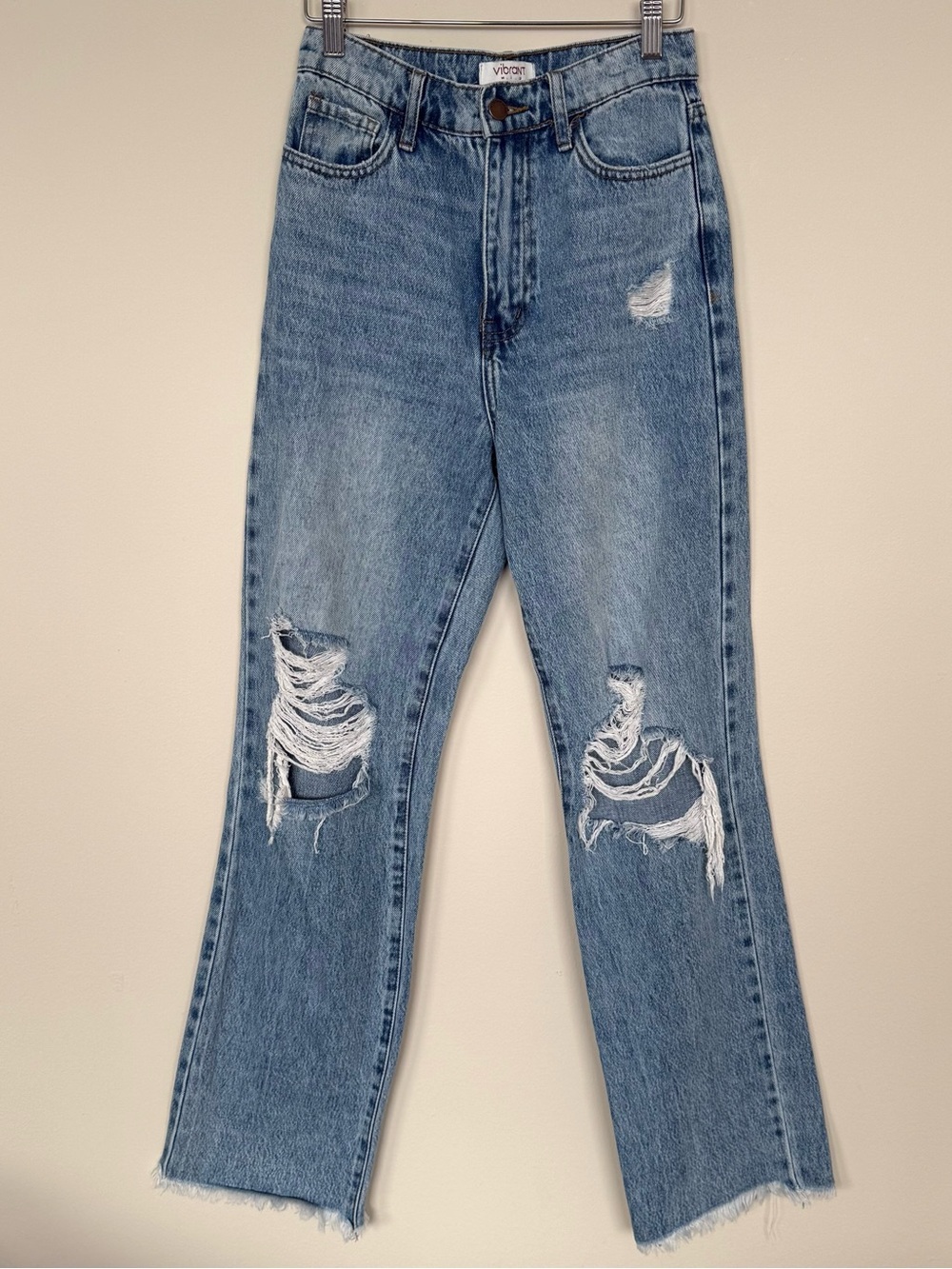 Vibrant MIU Straight leg Boyfriend Distressed Jeans Size 3 W25 Raw Hem Casual